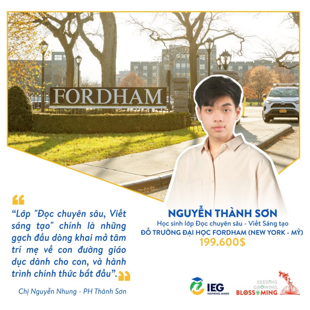 Nguyễn Thành Sơn học sinh IEG thành công nhờ con đường giáo dục đúng đắn